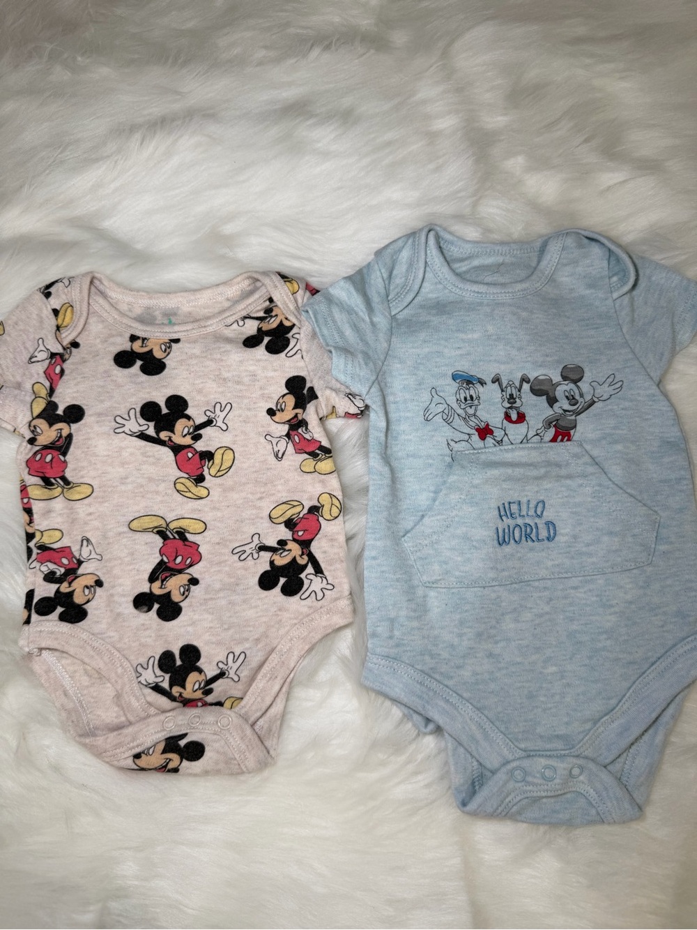 Disney Pink and Blue Mickey Mouse One-Piece Bodysuit Set